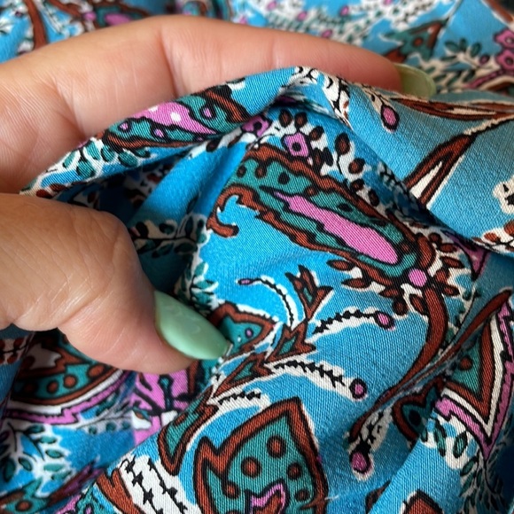 LOFT Bouquet Mock neckline MIDI dress paisley cendre blue NWT L/S zipped back 10 - Picture 16 of 16